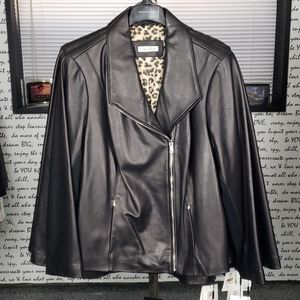 💥NEW💥 Calvin Klein Blk/Brn Soft Genuine Leather Coat